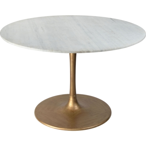 Ithaca 47" Round Dining Table in White Marble & Gold