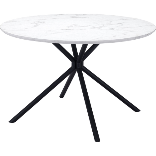 Amiens 47" Round Dining Table in White Marble Veneer & Steel