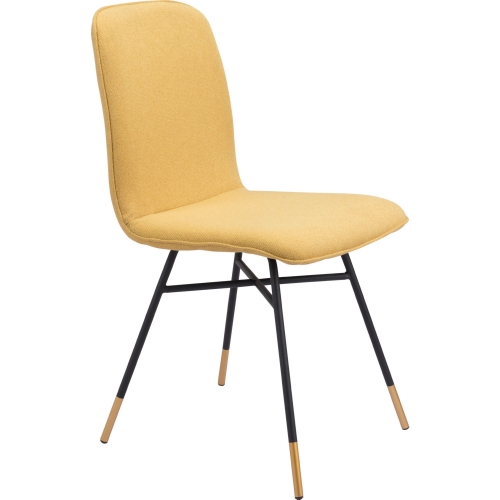 Var Dining Chair in Yellow Fabric & Steel (Set of 2)