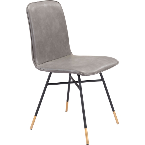 Var Dining Chair in Gray Leatherette & Steel (Set of 2)