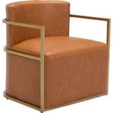 Xander Accent Chair in Brown Leatherette & Gold Iron