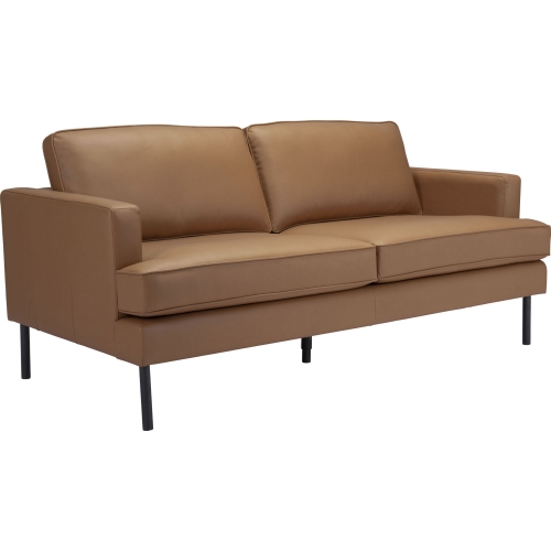 Decade Sofa in Brown Leatherette & Black Steel