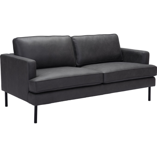 Decade Sofa in Vintage Gray Leatherette & Black Steel