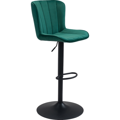 Tarley Bar Chair in Vertical Tufted Green Fabric & Black Steel