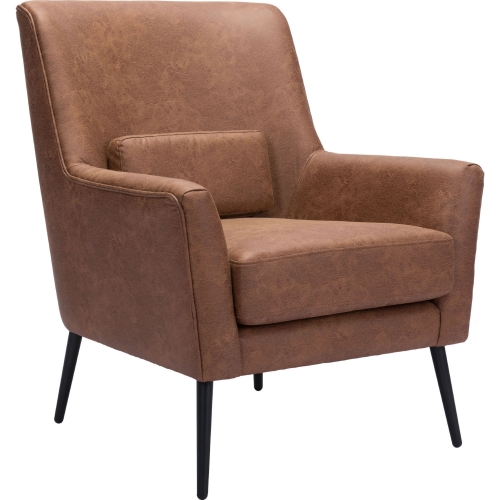 Ontario Accent Chair in Vintage Brown Leatherette & Metal