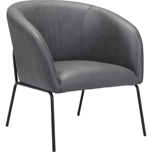 Quinten Accent Chair in Vintage Gray Leatherette & Metal