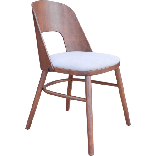 Iago Dining Chair in Walnut Finish Wood & Light Gray Velvet (Set of 2)