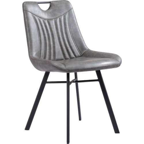 Tyler Dining Chair in Vintage Gray Leatherette & Black Steel (Set of 2)