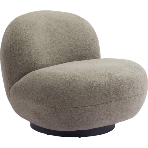 Myanmar Accent Chair in Olive Green Shearling Style Fabric & Black Steel