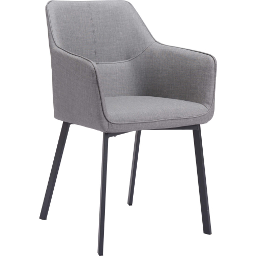 Adage Dining Chair in Gray Performance Fabric & Black Steel (Set of 2)