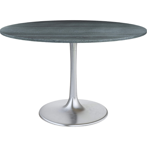 Metropolis 48" Dining Table in Gray Raw Marble & Brushed Silver