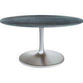 Metropolis 60" Dining Table in Gray Raw Marble & Brushed Silver