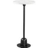 Woozy Side Table in White Raw Marble & Black Powder Coated Aluminum