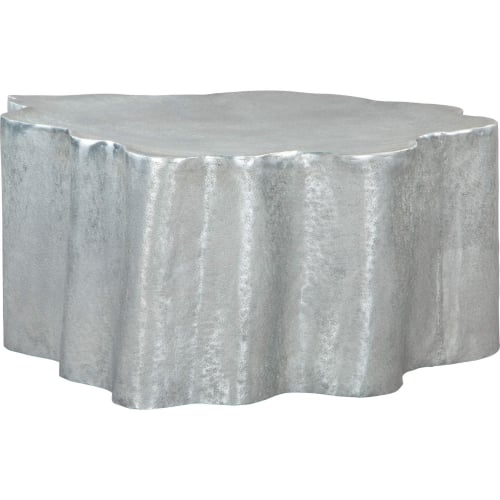 Kortha Coffee Table in Antique Silver Aluminum