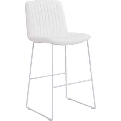 Mode Bar Stool in White Leatherette & Steel (Set of 2)