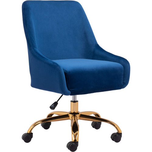 Madelaine Office Chair in Navy Blue Velvet & Gold