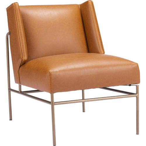 Atlanta Accent Chair in Brown Leatherette & Bronze Steel