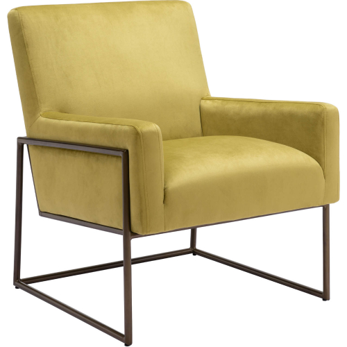 New York Accent Chair in Olive Green Velvet & Bronze Metal