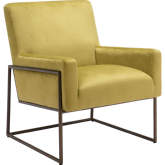 New York Accent Chair in Olive Green Velvet & Bronze Metal