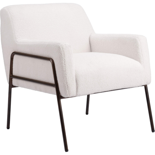 Charleston Accent Chair in Cream Shearling Style Fabric & Bronze Steel