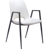 Desi Dining Chair in White Leatherette & Black Steel (Set of 2)