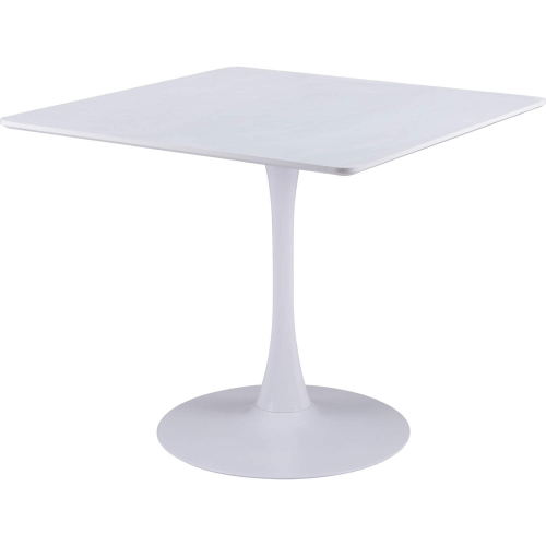 Molly 36" Pedestal Dining Table in White MDF & White Steel