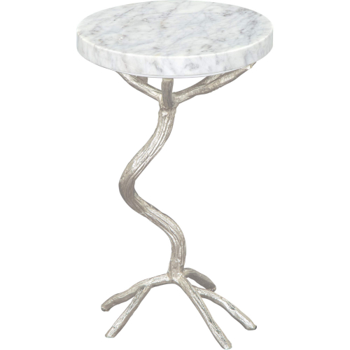 Joel Side Table in White & Silver