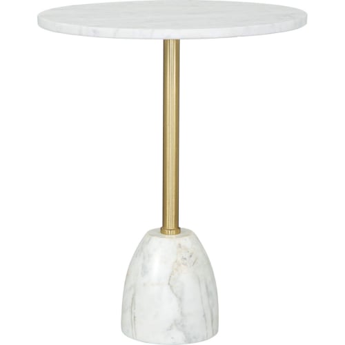 Cynthia Side Table in White Marble & Gold Finish Steel