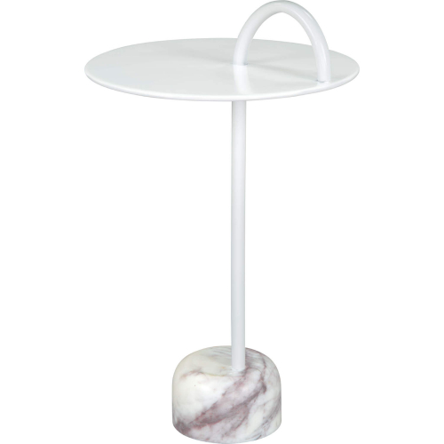 Will Side Table in White Powder Coated Iron & White Marble