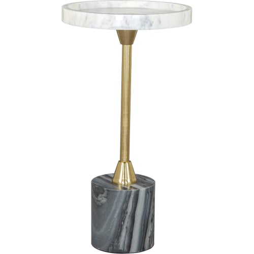 Johan Side Table in White & Gray Marble & Gold Metal