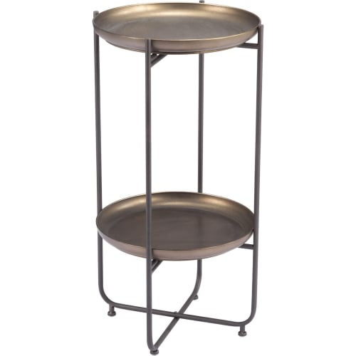 Bronson Accent Side Table Set in Bronze & Gray Steel