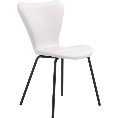 Torlo Dining Chair in White Leatherette & Black Steel (Set of 2)