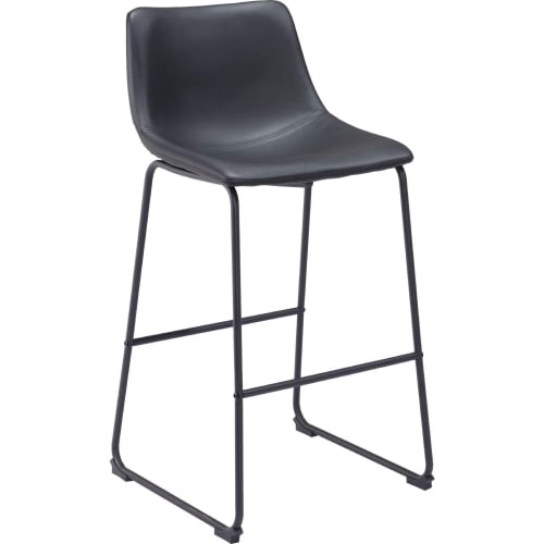 Smart Bar Stool in Black Leatherette (Set of 2)