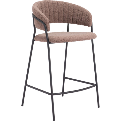 Josephine Counter Stool in Brown Shearling Style Fabric (Set of 2)