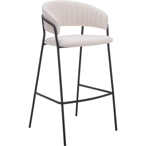 Josephine Bar Stool in Cream Shearling Style Fabric (Set of 2)