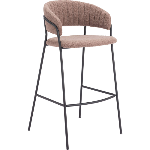 Josephine Bar Stool in Brown Shearling Style Fabric (Set of 2)