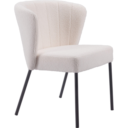 Aimee Dining Chair in Cream Shearling Style Fabric & Black Steel (Set of 2)