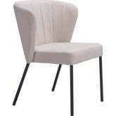 Aimee Dining Chair in Beige Fabric & Black Steel (Set of 2)