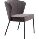 Aimee Dining Chair in Gray Velvet & Black Steel (Set of 2)