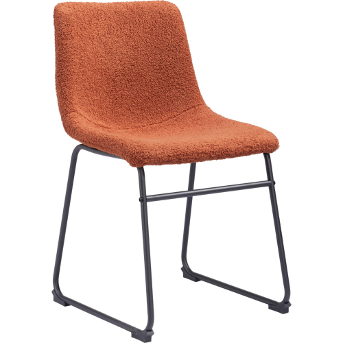 Smart Dining Chair in Burnt Orange Shearling Style Fabric (Set of 2)