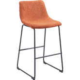 Smart Bar Stool in Burnt Orange Shearling Style Fabric (Set of 2)