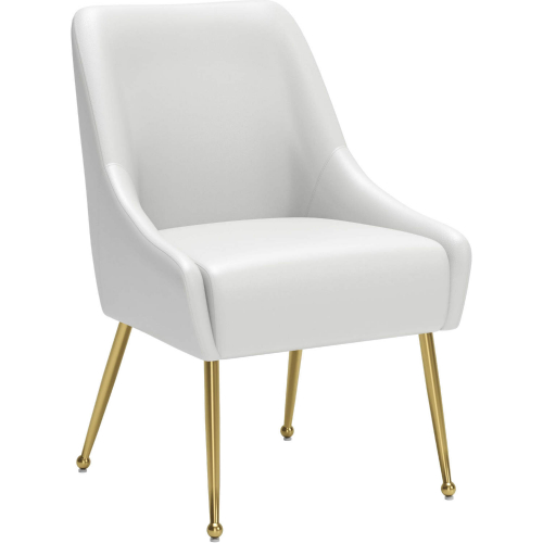 Maxine Dining Chair in White Leatherette & Gold