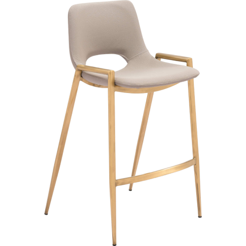 Desi Counter Stool in Beige Leatherette & Gold Steel (Set of 2)