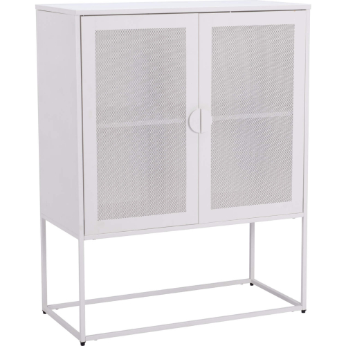 Lazaro Cabinet in White Steel & Mesh