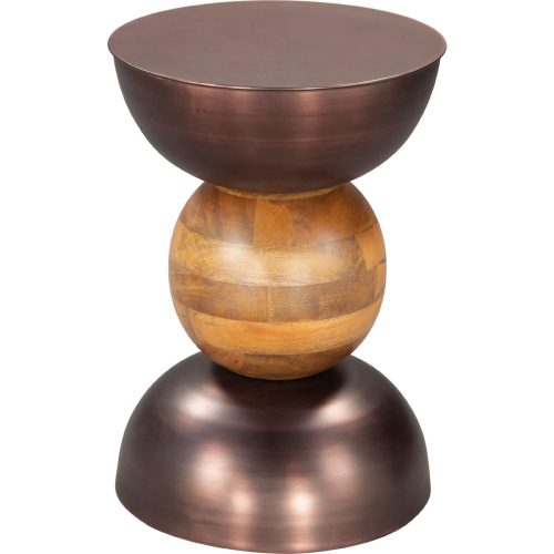 Tripoli Side Table in Bronze Finish Wood & Steel