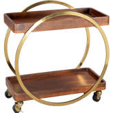 Arenas Bar Cart in Brown Mango Wood & Gold Iron