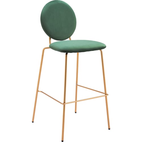 Odessa Bar Stool in Green Velvet & Gold Steel (Set of 2)