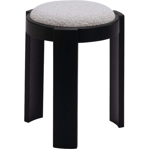 Banjul Ottoman in Misty Gray Shearling Style Fabric & Black Wood