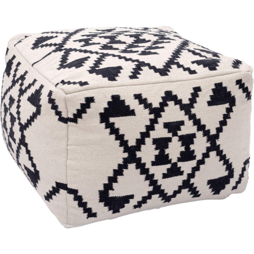 Lizardo Ottoman in Beige & Black Patten Fabric