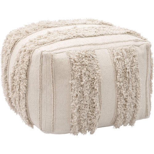 Peru Ottoman in Textured Beige Fabric